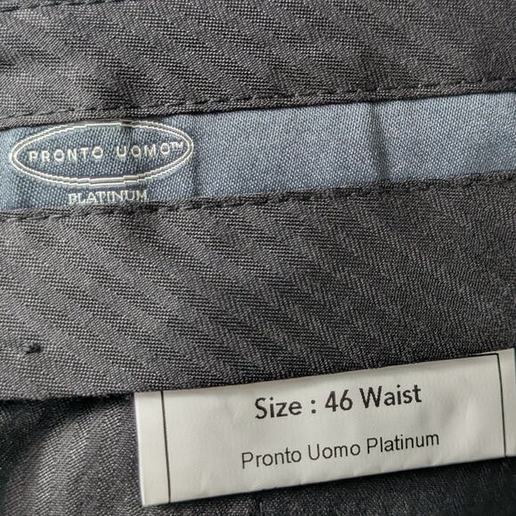 Pronto Uomo Platinum Wool Dress Pants 46x30 Gray Flat Front Men’s Indonesia - Picture 4 of 5